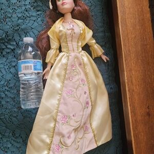 Elegant Yellow and Pink Doll with Floral Dress